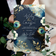 Penas de Pavão Celestial Casamento Elegante