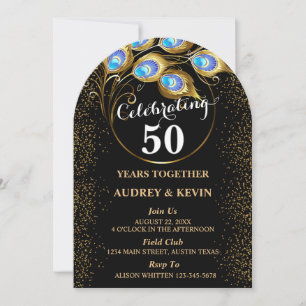 Convite Penas de Peacock 50º Aniversário de Casamento
