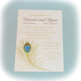 Convite Penas de Peacock ouro