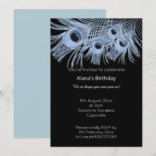 CONVITE PENAS DE PICO AZUL NEGRO ELEGANTE MODERNO