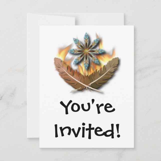 Convite penas e chamas nativas de gavião-cauda-vermelha (Frente)