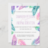 Penas pintadas de aquarelas Casamento