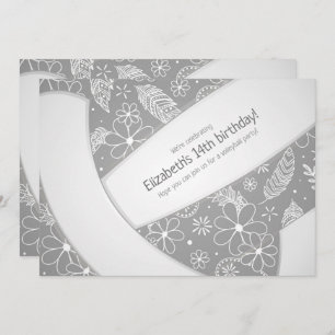 Convite Penas plurais planas de rabo de cinza de voleibol