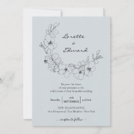 Convite Pencil Sketch Floral | Casamento minimalista