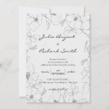 Pencil Sketch Floral | Casamento Minimalista de Pe