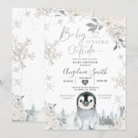 Penguin Creamy White Snowflake Chá de fraldas Flor