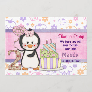 Convite Penguin Cutie - Girl Second