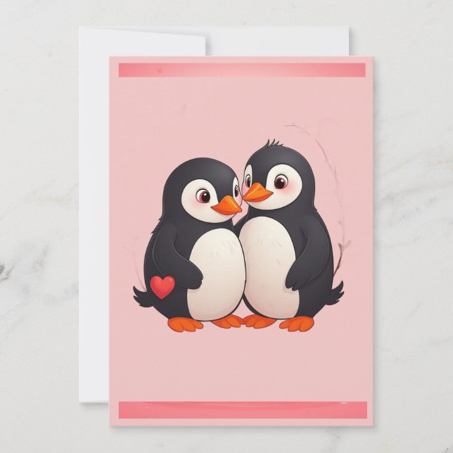 Convite Penguin Love Party Invitation (Frente)