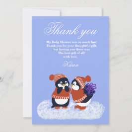 Convite Penguin Winter Snow Birthday Baby Shower Thank you