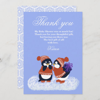 Convite Penguin Winter Snow Birthday Baby Shower Thank you