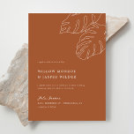 Convite Pensacola Wedding<br><div class="desc">Este belo convite captura a essência do seu dia especial com suas linhas limpas, tipografia sofisticada, e sutis esboços de folhas tropicais. O rico matiz de bronze ou laranja queimado dá o tom para uma celebração quente e convidativa. Quer você esteja planejando uma cerimônia na frente de uma praia ou...</div>