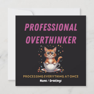 Convite Pensador Profissional Engraçado Humor de Gato Rela