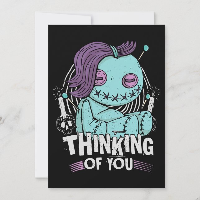 Convite Pensando Em Você, Bonecas Vodu Bonitas E Assustado (Frente)