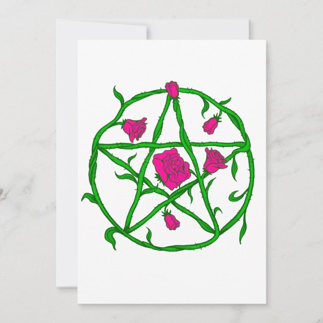 Convite pentagrama de rosas rosa (Frente)
