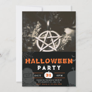 Convite Pentagrama Foto Preto Halloween