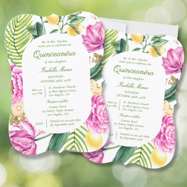Convite Peões Florais De Aquarelas Código QR Quinceañera (Criador carregado)