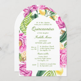 Convite Peões Florais De Aquarelas Código QR Quinceañera