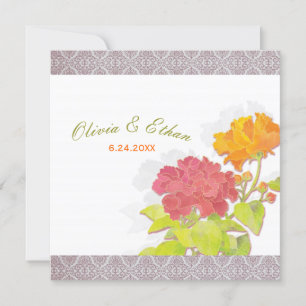 Convite Peônia asiática elegante + Casamento floral do