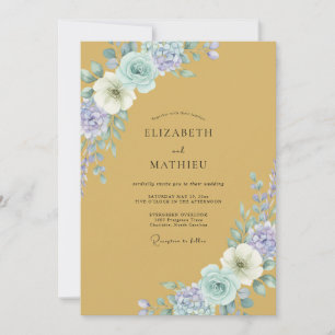 Convite Peônia Cornflower Bege Casamento