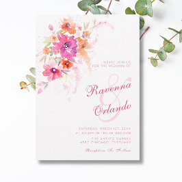 Convite Peônia de Flor Silvestre Pastel Anêmonas Casamento