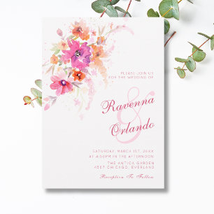 Convite Peônia de Flor Silvestre Pastel Anêmonas Casamento