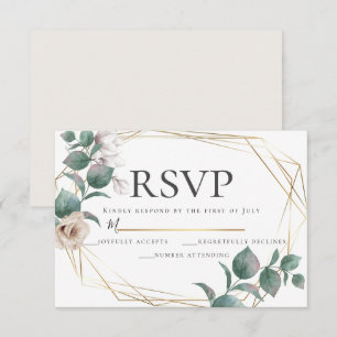 Convite Peônia do marfim de Champagne que Wedding RSVP