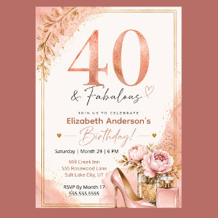 Convite Peônia e Perfume Fabuloso Aniversário de 40 anos