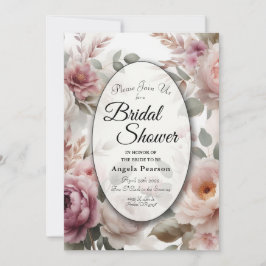 Convite Peônia Floral Suave e Serenada Rosa