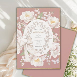 Convite Peônia Floral Vintage Elegante Casamento Mauve