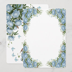 Convite Peônia Luxuosa Floral Azul Claro