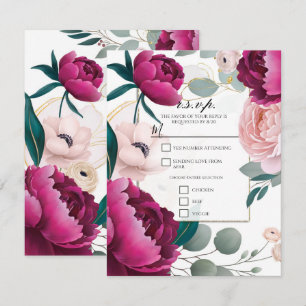 Convite Peônia Rosa Eucalipto Jardim Floral Glam R.S.V.P.
