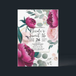 Convite Peônia Rosa Jardim de Eucalipto Floral Glam Sweet<br><div class="desc">Personalize para qualquer evento</div>
