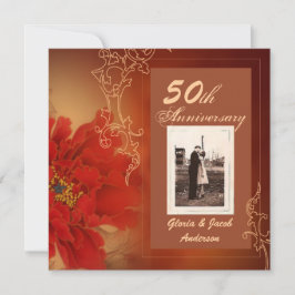 Convite Peônia Vermelha Aniversário de 50 anos de Casament