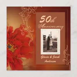Convite Peônia Vermelha Aniversário de 50 anos de Casament