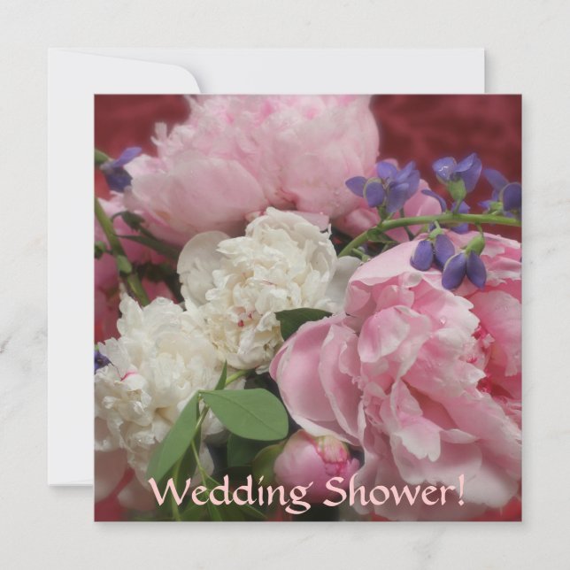 Convite Peônias brancas e cor-de-rosa (Frente)