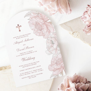 Convite Peônias Brancas Rosa Empoeirado Arco Casamento Rel