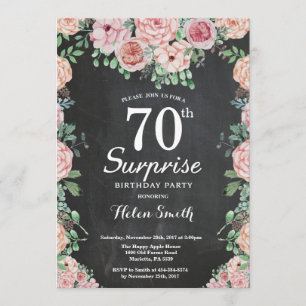 Convite Peônias cor-de-rosa, 70 surpresa Aniversário