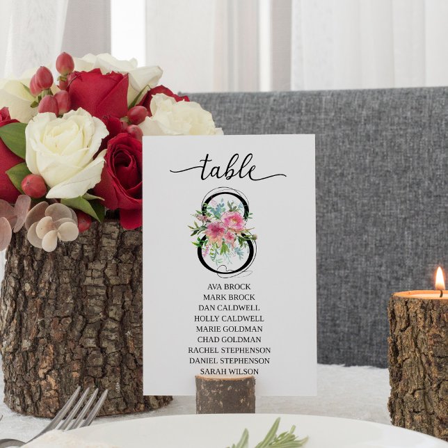 Convite Peônias cor-de-rosa Mesa 8 Número da Tabela (Criador carregado)