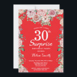 Convite Peônias cor-de-rosa, surpresas, aniversário de 30<br><div class="desc">Peônias cor-de-rosa surpreendem aniversário de 30 anos Red Invitation for Women. Flor Floral de Aquarela. Rosa Rosa Rosa Elegante e Flores de Pêonias. Aniversário Adulto. Fundo Vermelho. 13 15 16º 18º 20 21rua 30 40º 50º 60º 80 de 70 100º, qualquer idade. Para mais personalização, clique no botão "Personalizar" e...</div>