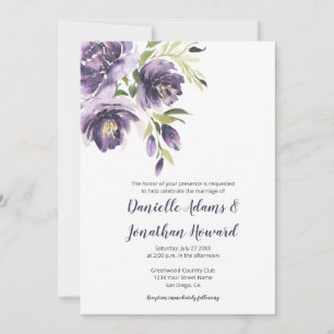 Convite Peônias de Lavanda roxa - Casamento roxo nas costa