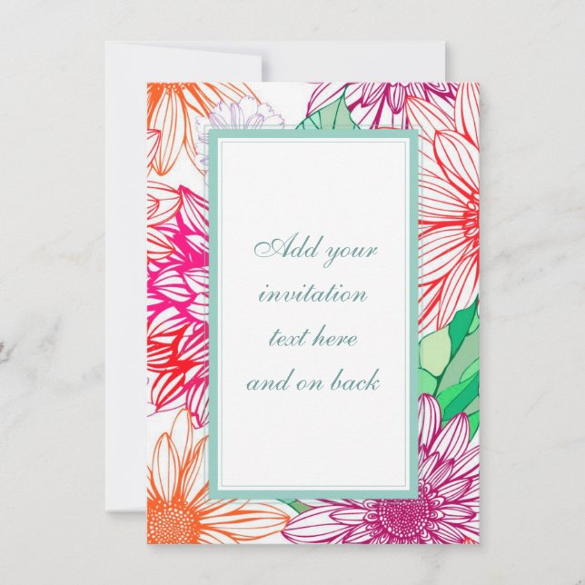 Convite Peônias e Flores Silvestres (Frente)