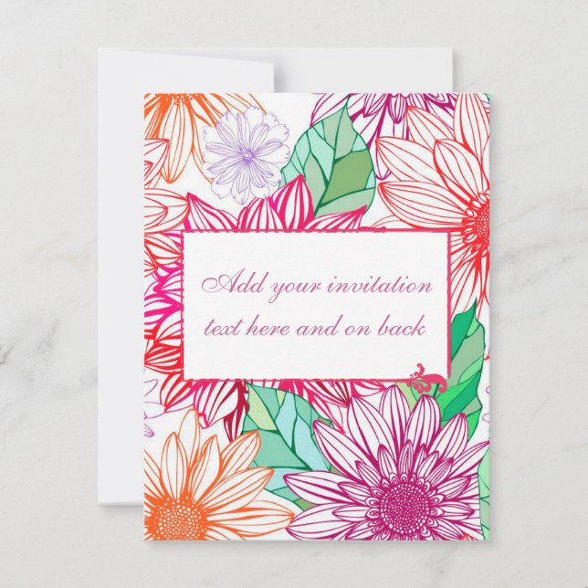 Convite Peônias e Flores Silvestres (Frente)