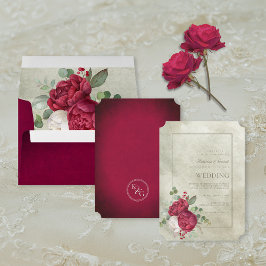 Convite Pêonias Elegantes Sage Green Watercolor Casamento