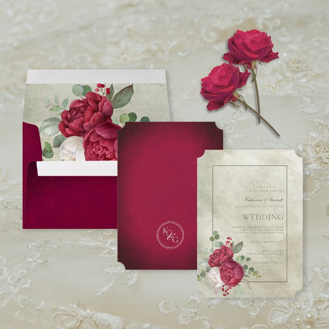 Convite Pêonias Elegantes Sage Green Watercolor Casamento (Criador carregado)