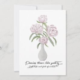 Convite Peônias Graciosas pintadas à mão