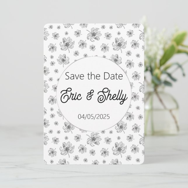 Convite Peônias gráficas. (Em pé/Frente)