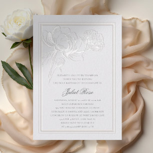 Convite Peônias Marfim Formal Elegante Quadro Moderno Bati
