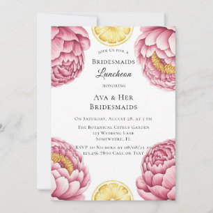 Convite Pêonias Rosa Dusty e Bridesmaids Lemon