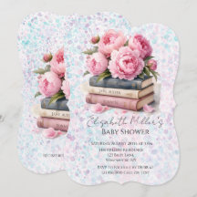 Peônias Rosa & Livros Chás de Bebê Menina