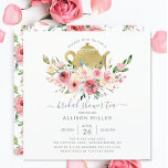 Convite Peonias Springtime Rosa Floral Chá de panela Tea<br><div class="desc">Linda mão pintada com flores de aquarela design apresentando uma paleta colorida brilhante em tempo de primavera para adicionar um toque de elegância ao seu evento.</div>